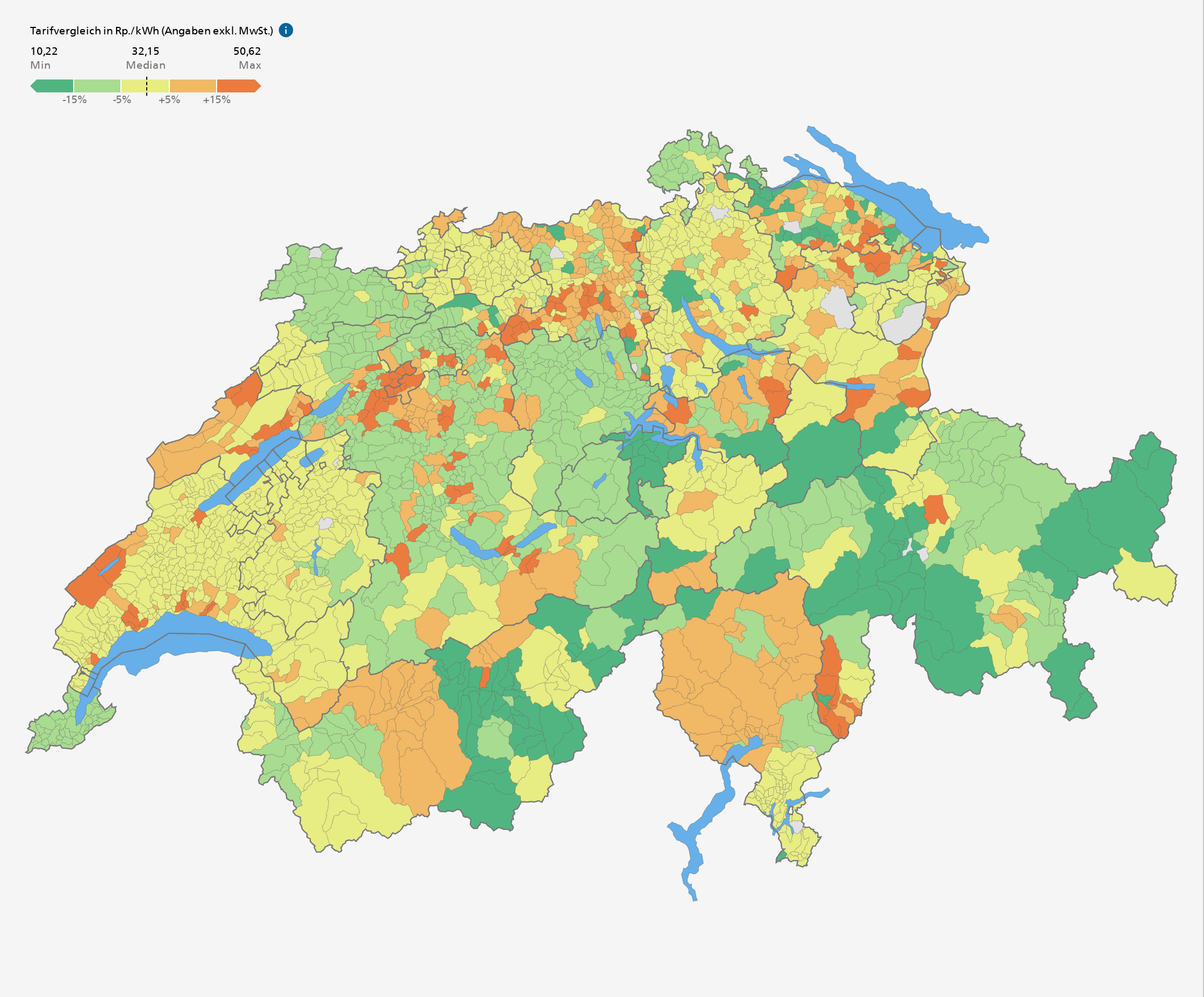 Strompreise Schweiz 2023 pro Gemeinde